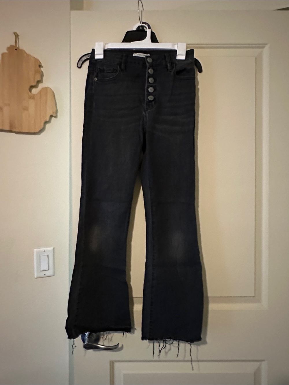 EARTHBOUND Black High-Rise Button-Front Flare Jeans